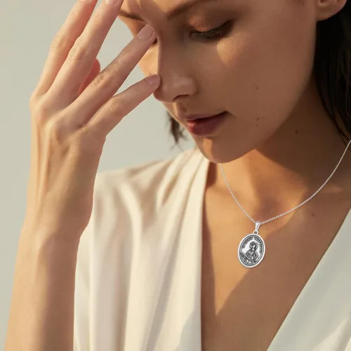 Miniatura 91 de Collar de plata de ley 925 con medalla de San Patrón, colgante de protección católica, amuleto, joyería religiosa para hombres y mujeres