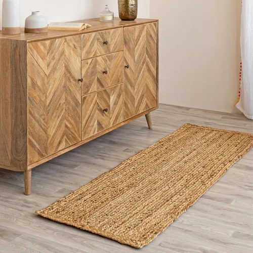 Miniatura 16 de HOMEMONDE Alfombra de yute natural tejida a mano de 2'x3' - Alfombra de piso rústica vintage trenzada reversible estilo granja para interiores