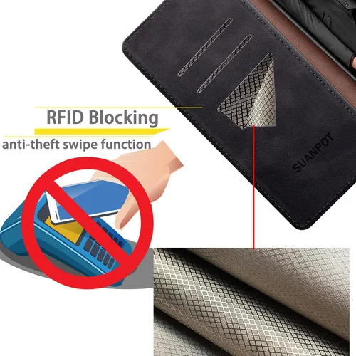 Miniatura 3 de SUANPOT Funda de piel tipo cartera para Samsung Galaxy Note 10 de 6.3 pulgadas con bloqueo RFID, soporte para tarjetas de crédito, libro de folio