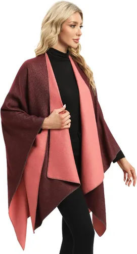 Miniatura 14 de Femdouce Manta cálida para mujer, ligera, con frente abierto, capa tipo poncho para primavera, otoño e invierno