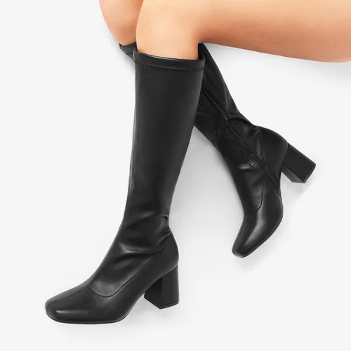 Miniatura 6 de DREAM PAIRS Botas Gogo para mujer, punta cuadrada, botas altas hasta la rodilla para mujer