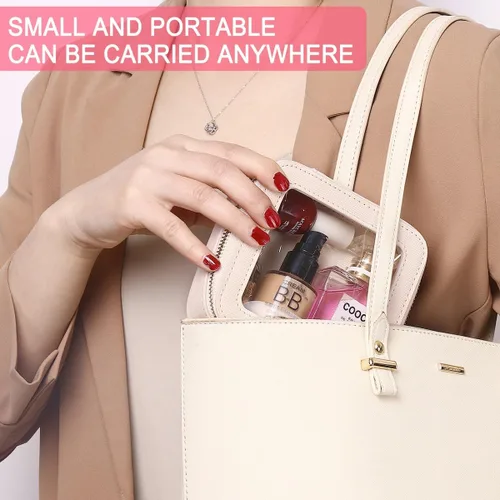 Miniatura 2 de Pinkmik Pequeña bolsa de maquillaje, mini estuche transparente para maquillaje y neceser con cremallera, organizador de bolsos para mujer