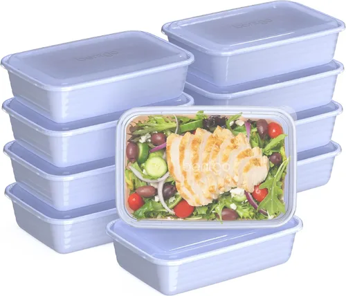 Miniatura 12 de Bentgo Prep - 20 piezas de contenedores reutilizables para preparación de comidas con 1 compartimento y tapas, materiales libres de PFAS y BPA