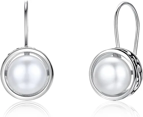 Aretes colgantes de plata de ley con perlas cultivadas de agua dulce para mujer, aretes de perlas blancas de calidad AAA+, joyería hipoalergénica,