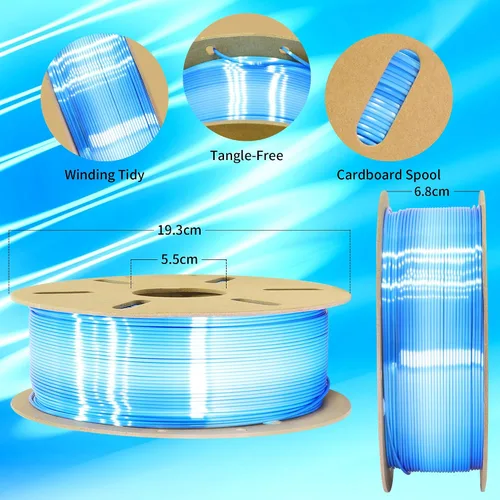 Miniatura 20 de Bblife - Filamento PLA multicolor de arcoíris, brillante, cambia rápidamente de color y tiene un efecto sedoso, material para impresión 3D, 2.2
