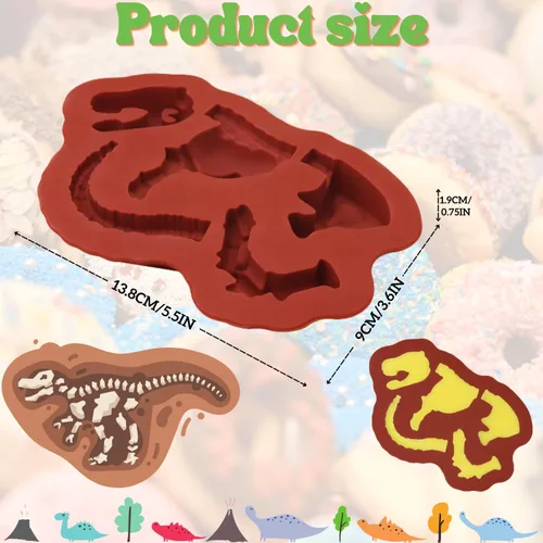 Miniatura 2 de Crethinkaty Moldes de silicona de dinosaurio para chocolate, huesos de dinosaurio, antiadherentes, de grado alimenticio, divertidos moldes
