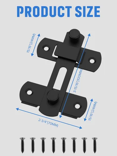 Miniatura 5 de Cerradura de puerta corrediza de granero, pestillos de seguridad de acero inoxidable y cerrojos de perno de puerta para gabinete de vino, baño, Negro