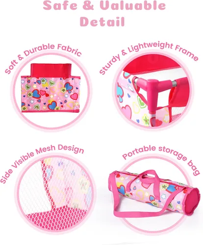 Miniatura 6 de BABESIDE Juego de cuna para muñecas de 18 pulgadas, cama de muñeca de bebé, cuna de juguete con bolsa de almacenamiento para accesorios de muñeca