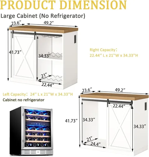Miniatura 2 de JassmiPkwy Gabinete de barra de café con espacio para refrigerador, gabinete de vino de granja con estante, toma de corriente para cocina, comedor