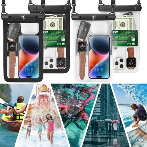 Miniatura 6 de Njjex [Hasta 10 pulgadas] Bolsa grande impermeable para teléfono - Paquete de 2 fundas impermeables para teléfono Samsung Galaxy S25 Ultra S24 S23