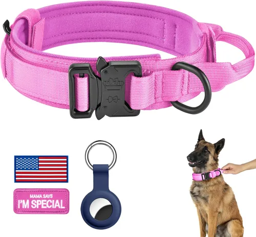 Miniatura 27 de DAGANXI Collar táctico para perro, collar ajustable de nailon para entrenamiento militar con asa de control y hebilla de metal pesado para perros