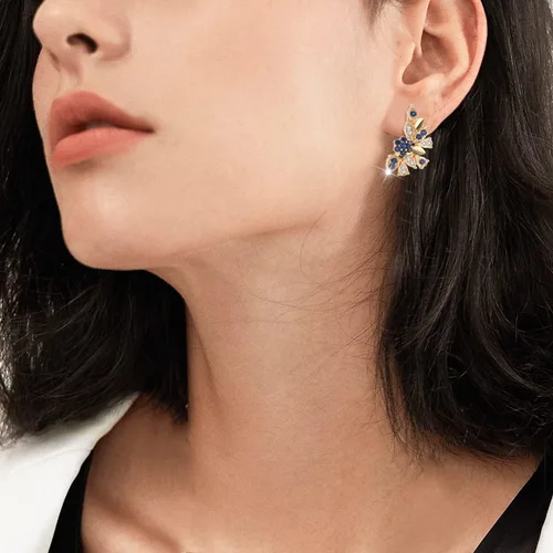 Miniatura 2 de Aretes de oro de 18 quilates para mujer, de moda, aretes de mariposa para mujer, arracadas de oro hipoalergénicos