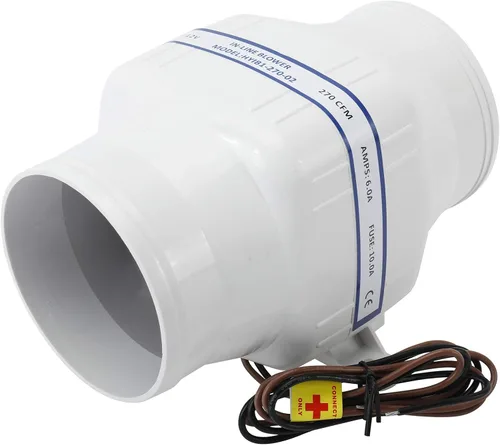 YaeMarine Marine Boat en línea soplador de aire de sentina 12 V eléctrico 4 "barco motor soplador 270CFM con seis cuchillas para yate velero barcos