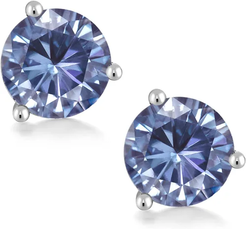 Miniatura 146 de Gem Stone King Aretes de oro de 14 quilates, 0.236 in, piedra natal redonda, Martini, 3 puntas, aretes de oro para mujer