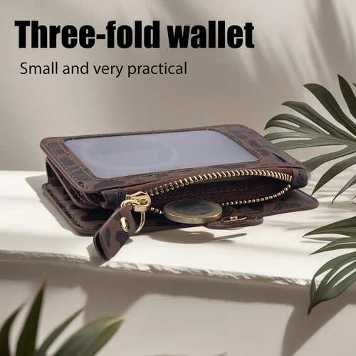 Miniatura 7 de Cartera con llavero, tarjetero con bloqueo RFID de piel, funda para tarjetas de crédito con cremallera para mujer