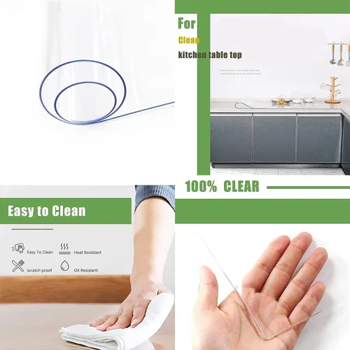 Miniatura 4 de Protector de mesa transparente de 0.079 pulgadas de grosor, paquete de 2 almohadillas de escritorio de PVC impermeables, 12 x 48 pulgadas, protector