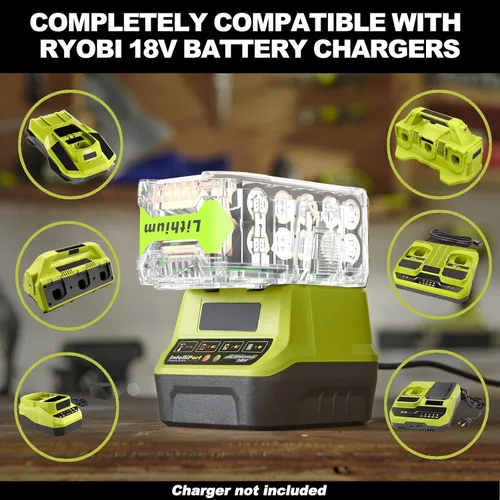 Miniatura 5 de Batería de repuesto para Ryobi 18V 5000mAh P102 P103 P104 P105 P107 P108, compatible con herramientas eléctricas inalámbricas Ryobi ONE+ 18V con luz