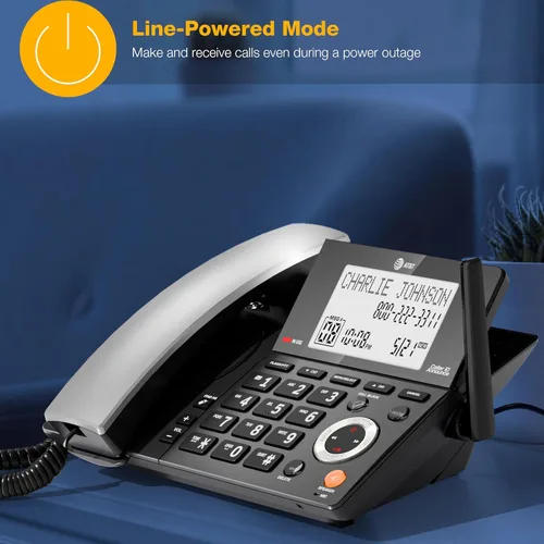 Miniatura 8 de AT&T DECT 6.0 Teléfono doméstico con cable/inalámbrico con 2 auriculares y contestador automático, bloqueador inteligente de llamadas, identificador