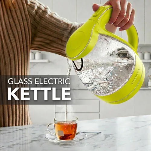 Miniatura 8 de Ovente Tetera de 1.5 litros libre de BPA, cristal, inalámbrica, eléctrica Verde