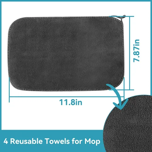 Miniatura 2 de Mopa plana de microfibra reutilizable para limpieza de pisos, base de aluminio de 10.8 pulgadas (10.8 in) con mango de aluminio de 52 pulgadas