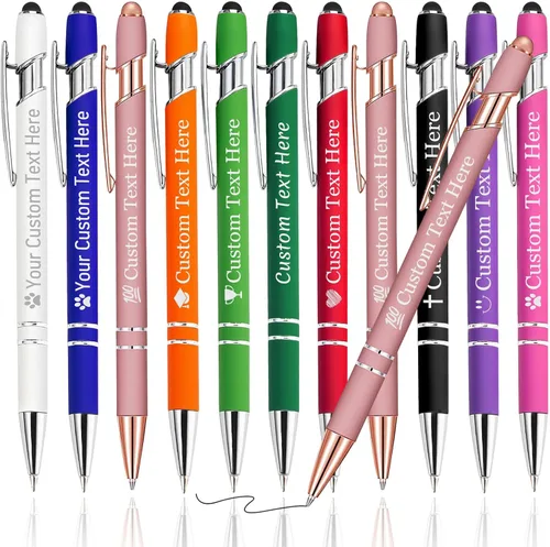 Miniatura 12 de Bolígrafo personalizado, 1 unidad, bolígrafo personalizado con logotipo de mensaje de nombre comercial grabado, lápiz digital de tinta negra suave