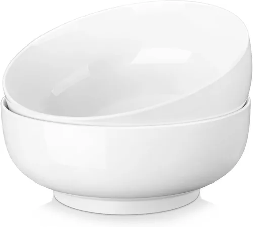 Miniatura 12 de MALACASA Juego de Tazones para Ensalada, 44 OZ (7") Tazones Grandes para Sopa Tazones para Cereal para Cocina, Juego de Tazones de Cerámica Blanca