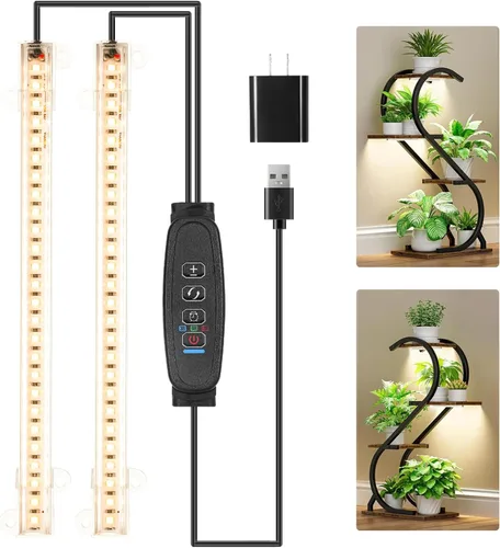 Miniatura 13 de Tiras de Luz LED para Crecimiento de Plantas de 8.6'', Espectro Completo 3500K Luz de Crecimiento para Plantas de Interior con Temporizador de Cálido