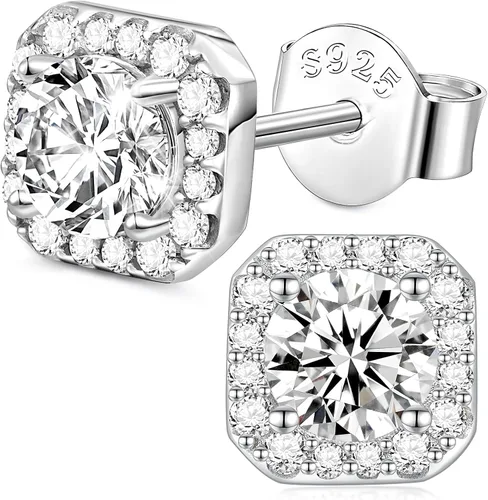 RINEY&KY Aretes de moissanita Aretes de diamante de laboratorio para mujeres y hombres, aretes de moissanita, aretes de moissanita chapados en oro