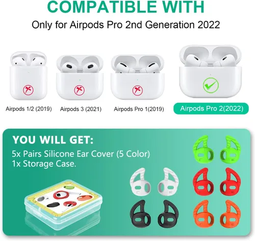 Miniatura 2 de [5 pares] Ganchos de silicona para los oídos AirPods Pro 2, gancho para la oreja antideslizante AirPods Pro 2 accesorios compatibles con AirPods Pro