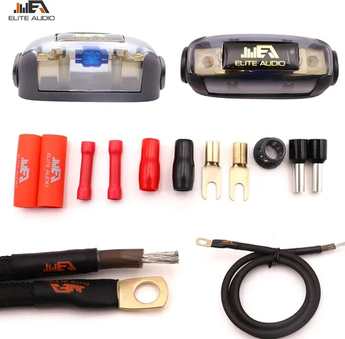 Miniatura 7 de Elite Audio EA-PROK8 + EA-PRO617 Pro Series Kit de cableado de amplificador con combo RCA de 6 canales, 1000 W de potencia máxima, 8GA, cable