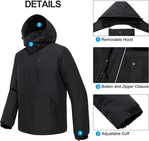 Miniatura 5 de GOLDEN CAMEL Men's Winter Jacket Windproof Ski Snow Jacket Waterproof Thicken Parka Rain Jacket Warm Puffer Coat