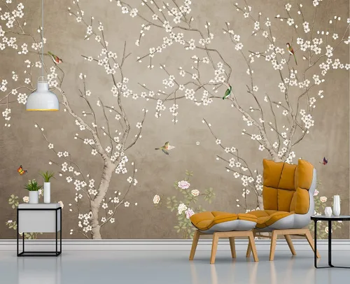 Miniatura 10 de Papel pintado 3D de flores doradas en relieve para dormitorio, 103 x 69 pulgadas
