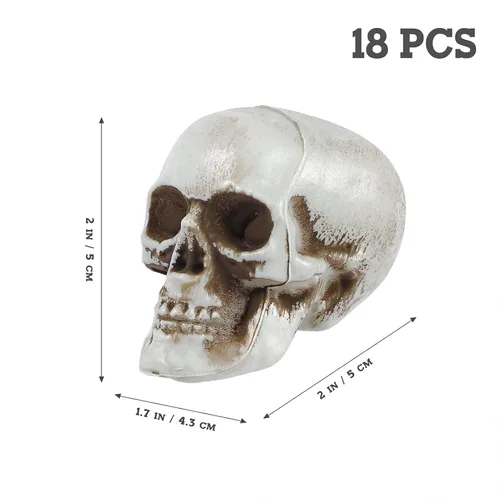 Miniatura 6 de NUOBESTY 18 piezas de mini cráneo modelo de calavera de plástico, decoraciones de esqueleto, decoración de hueso, accesorios de broma, cabezas