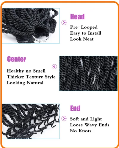 Miniatura 5 de Cabello de ganchillo para niños de 8 pulgadas, cabello de ganchillo para mujeres negras, paquete de 6 paquetes de trenzas senegalesas, extremos