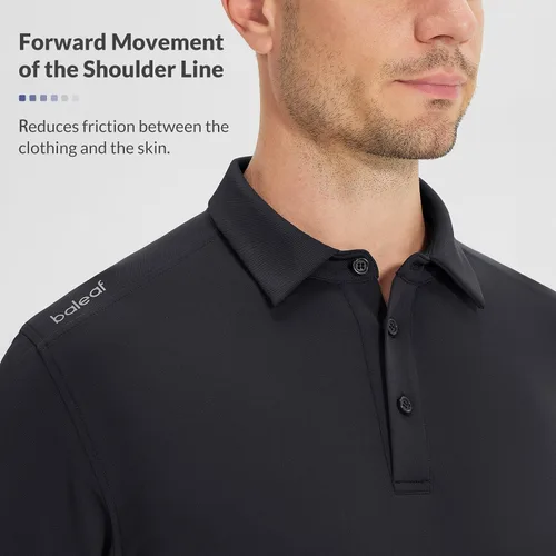 Miniatura 4 de BALEAF Camisas polo para hombre, de secado rápido, atléticas, deportivas, de trabajo, UPF 50+