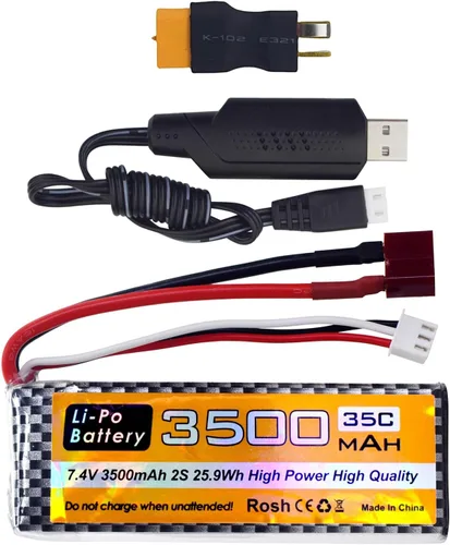 1 unids 7.4V 35C 3500mAh T Plug XT60 Plug Li Batería para WLTYOS 104001 144010 144001 124007 124016 124017 124018 124019 MJX 14301 1 1 4302 14210