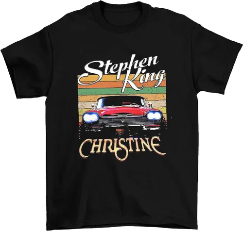 Christine Stephen King Master Horror Legend Book Movie Vintage camiseta, camiseta clásica de película, camiseta divertida negra, Negro -