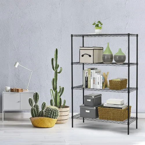 Miniatura 2 de HCY Estantería de alambre de 4 niveles, organizador de estantes de 54 x 36 x 14 pulgadas, estante de almacenamiento de metal resistente NSF de Negro