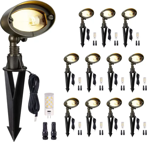 Miniatura 24 de Gardenreet Luz de Inundación de Bajo Voltaje para Exteriores - Luz LED de Lavado de Pared de Latón Sólido 12V, Paisajística de Cableado Fijo