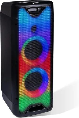 Altavoz Bluetooth Gemini de 1000W con espectáculo de luces LED, woofers duales de 8", entradas de micrófono y guitarra, emparejamiento TWS,