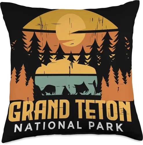 Miniatura 5 de Grand Teton Wyoming National Park Souvenir Hiking Grand Teton Camping National Park Souvenir Wyoming Buffalo - Almohada de 16 x 16 pulgadas