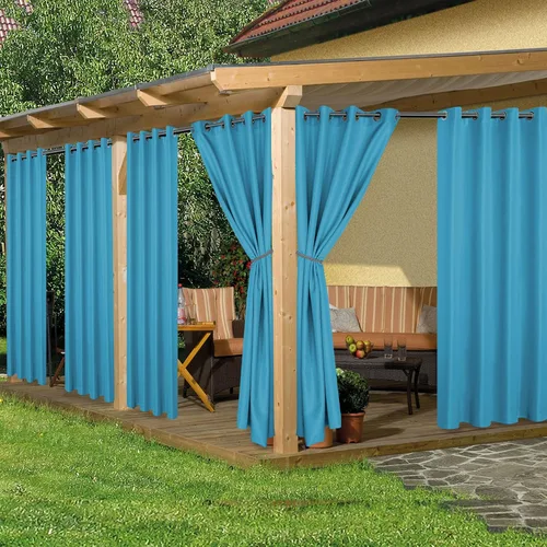 Miniatura 28 de HolidayIdeas Cortinas impermeables para patio, 4 paneles, 54 x 84 pulgadas, protección de privacidad y filtrado de luz, cortinas exteriores con Negro