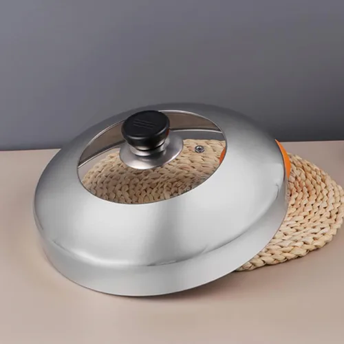 Miniatura 6 de YARNOW Tapas de sartén de acero inoxidable Cubierta de olla de metal Mango de tapa de olla de cocina grande para cocinar