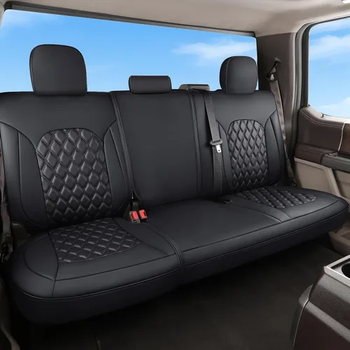 Miniatura 17 de Huidasource - Fundas de asiento delantero para Tundra, funda de cojín de asiento de cuero negro automotriz de cobertura completa, ajuste