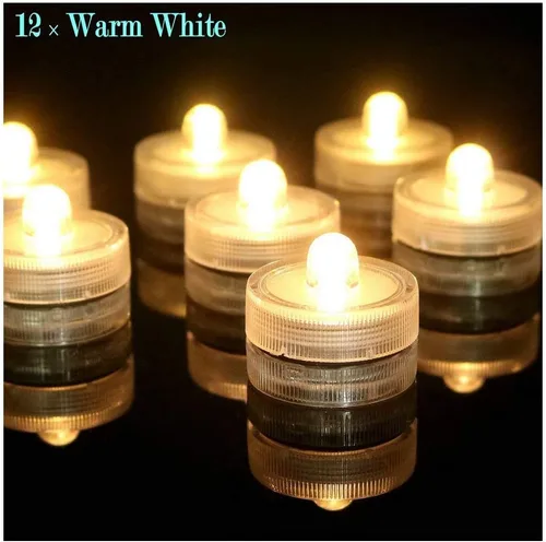 Miniatura 2 de Luz LED brillante sin llama, funciona con pilas, vela de té sumergible impermeable, decoración de jarrón bajo el agua para fiestas y bodas, paquete