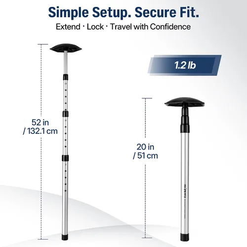 Miniatura 5 de Poste de soporte para bolsa de viaje de golf, brazo rígido telescópico de aleación de aluminio de 4 secciones, protector ligero de club de 1.2