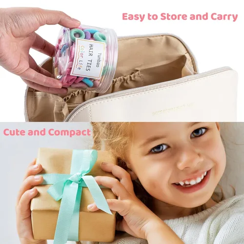 Miniatura 5 de Lazos para el pelo de bebé de 100 unidades, de algodón suave, bandas pequeñas sin costuras para niñas y niños, elásticos para el cabello multicolor