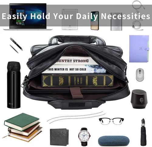 Miniatura 2 de seyfocnia Maletín de viaje de negocios para hombre, bolso de mensajero hecho a mano de cuero