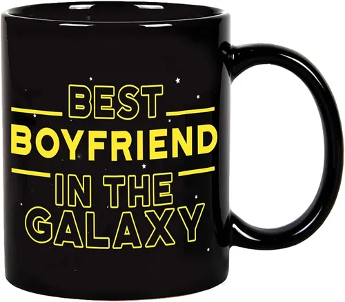 Miniatura 2 de Fatbaby Taza de café con texto en inglés "Best Boyfriend in the Galaxy", divertido regalo de cumpleaños, día de San Valentín, Navidad, para novio