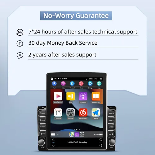 Miniatura 8 de [2G+64G] Android 13 Doble Din Vertical Estéreo para Coche con Carplay Inalámbrico/con Cable y Android Auto, 9.7 pulgadas Pantalla Táctil Unidad